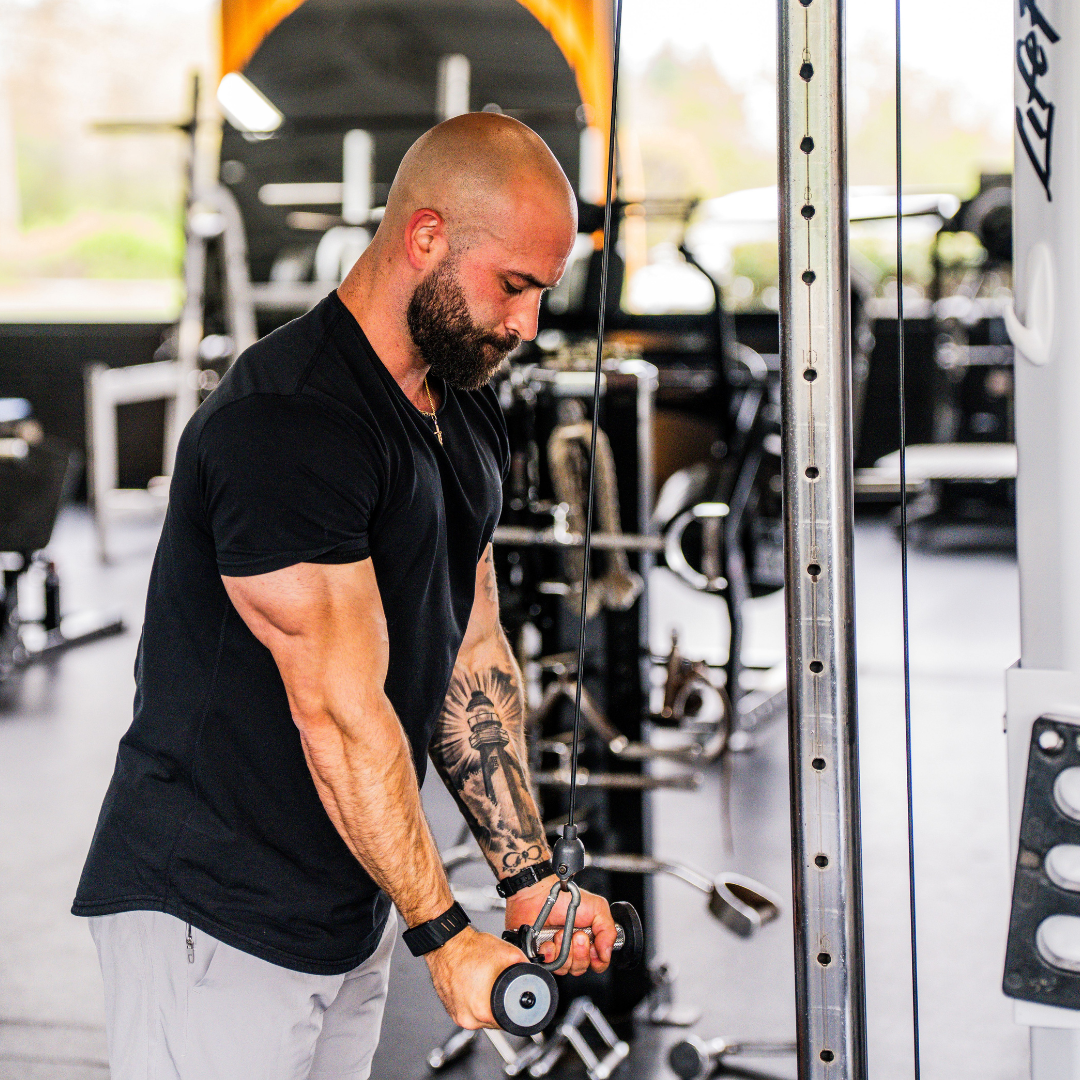 Reverse-grip tricep pushdown with the W Grip
